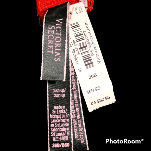 🆕️VS VERY SEXY Rosebud Dot Push-Up Bra Size 36B Lipstick Red & Lilac - Picture 14 of 14